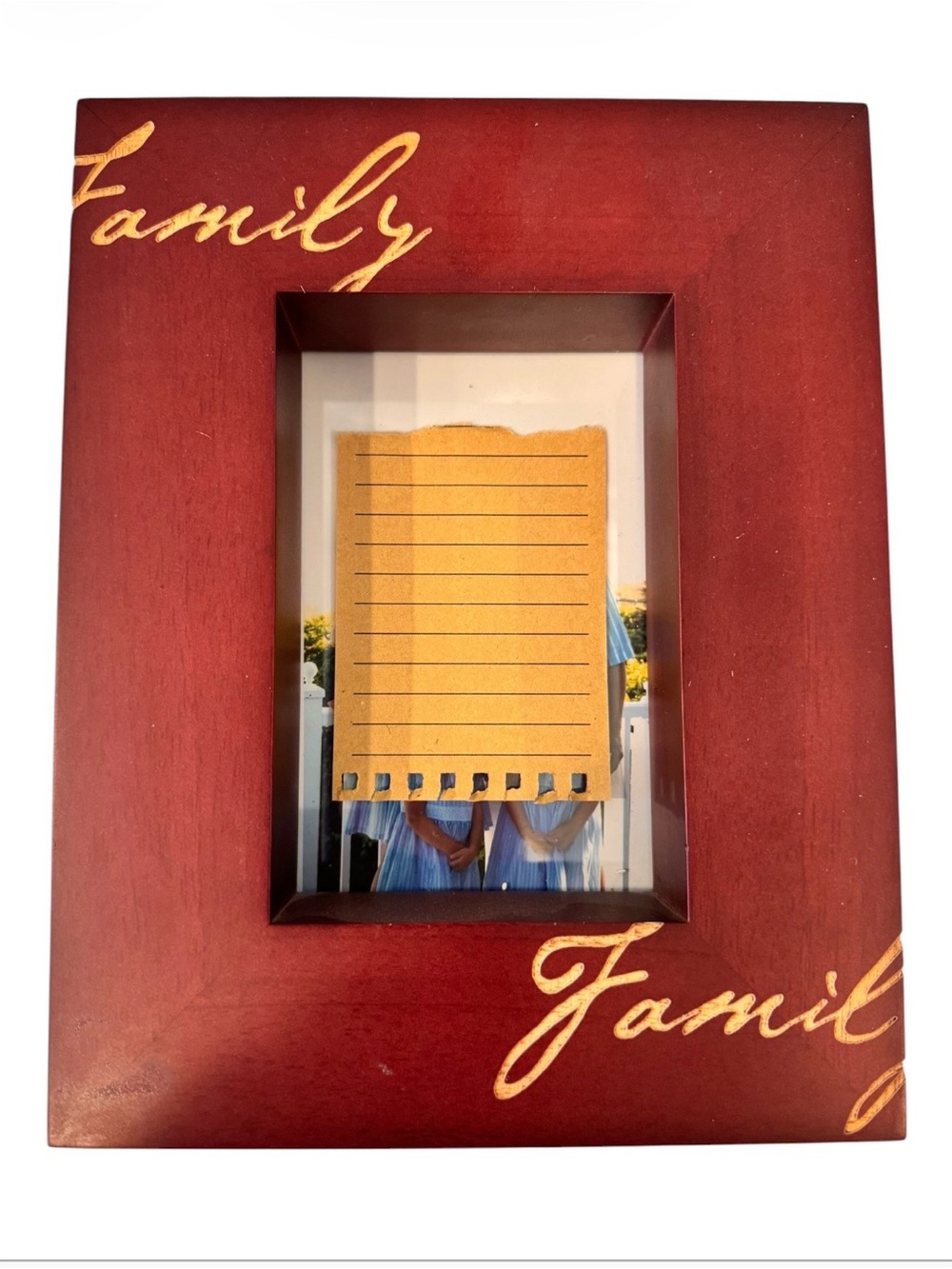 Rare Woods Family Block Frame Red Burgundy 4x6 Decor Photo Picture